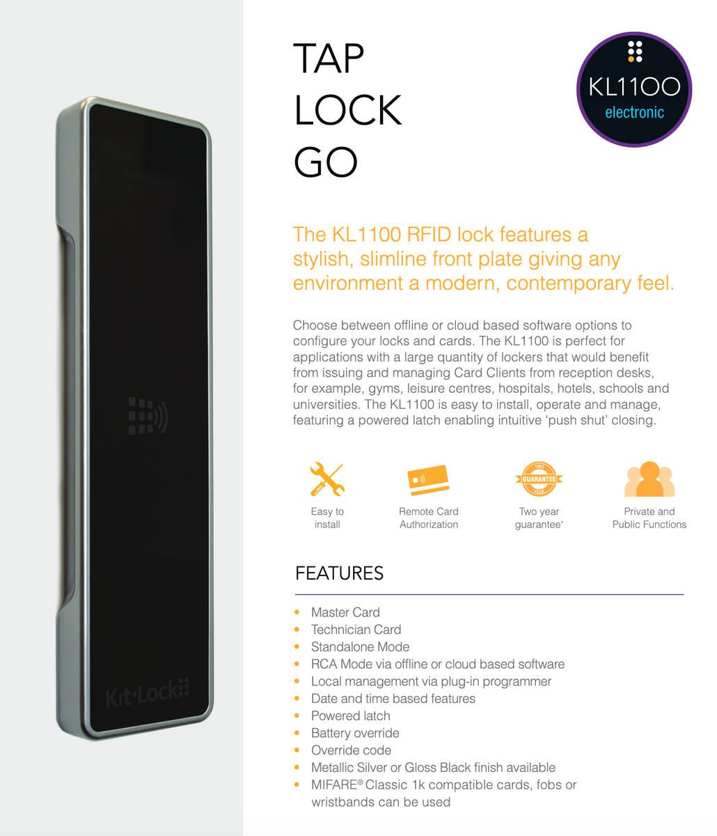KL1100 RFID KitLock Digital Cabinet & Locker Lock by CodeLocks with Po ...